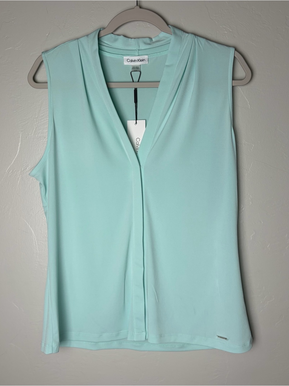 Calvin Klein Light Mint V-Neck Top - Picture 2 of 5